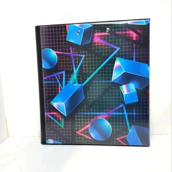{Mead} Trapper Keeper Binder, Blue Vintage Retro 80s Look Shapes and Las… - Picture 2 of 6